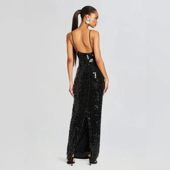 NWT $1,498 RETROFETE PERRI EMBELLISHED Crystal Sequin Sleeveless Maxi Gown M - Picture 3 of 11